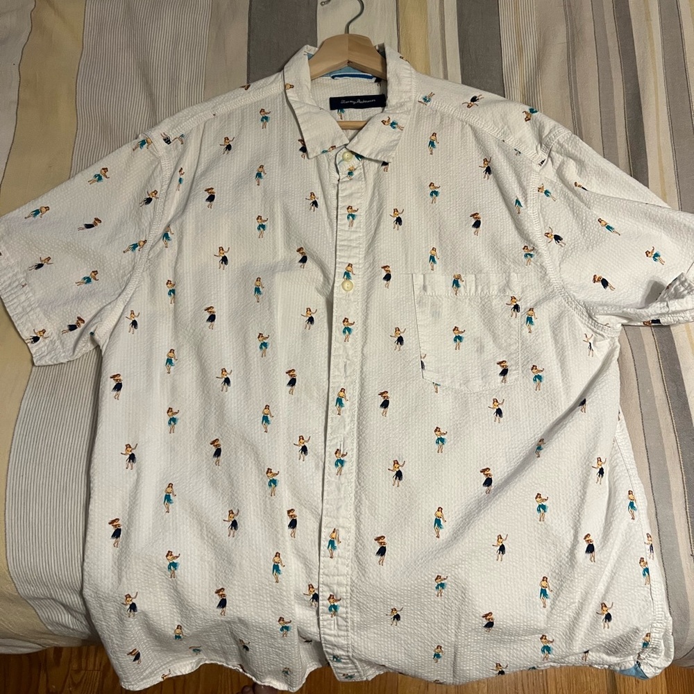 Tommy Bahama hula girl seersucker shirt, cotton, XXL
